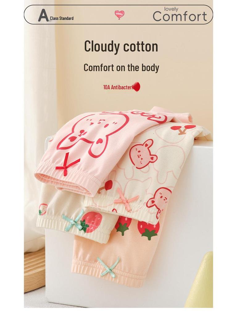 Girls' Pure Cotton Antibacterial Boxer Briefs for Kids - No Wedgie Design