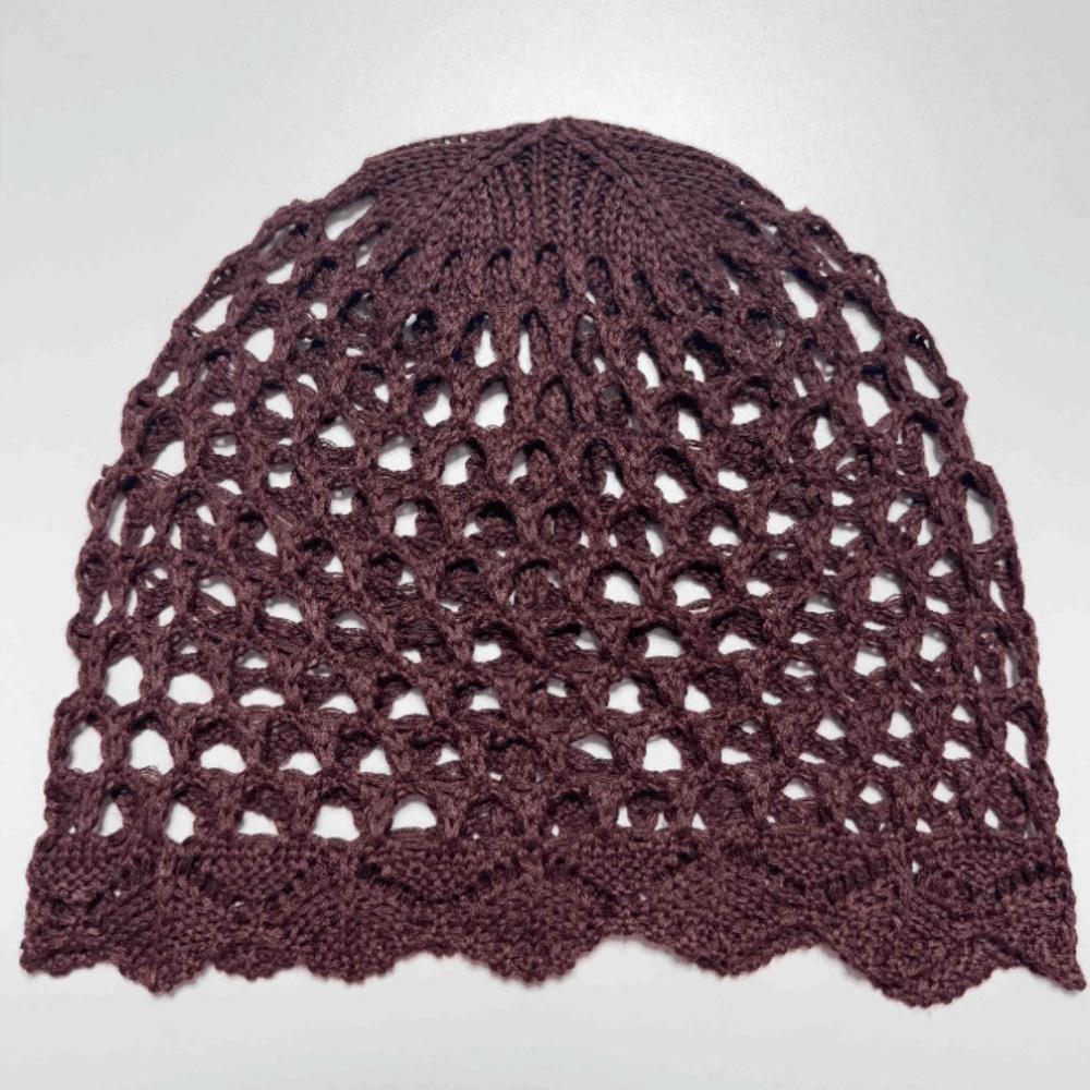 Openwork Mesh Hat Breathable Pullover Hat Elegant Knitted Hat Spring Summer кофейный