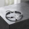 Personalized Stainless Steel Strap Bracelet Street Style Mesh Chain with Extended Chain Cross Bracelet Retro Men's Bracelet