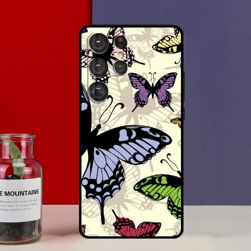 Luxury Blue Butterfly Butterflies Funda Case For Samsung Galaxy S25 Ultra S9 S10 S20 S21 FE S22 S23 Plus S24 Ultra Phone Cover
