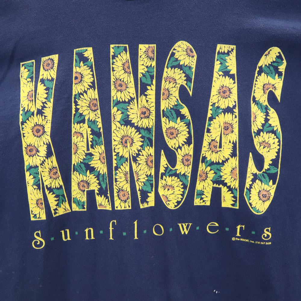FRUIT OF THE LOOM 90s Made in USA Print Short sleeve KANSAS Sunflower T-shirt Men's Used