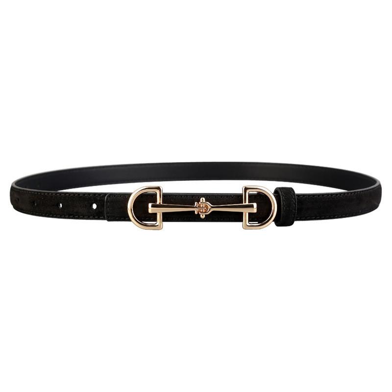 Ladies Genuine Suede Leather Belt With Classic Pin Closure For Casual Outfits Black