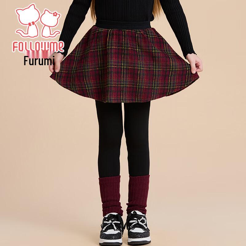 Girls  British Style Plush Lined Skirt Leggings 160