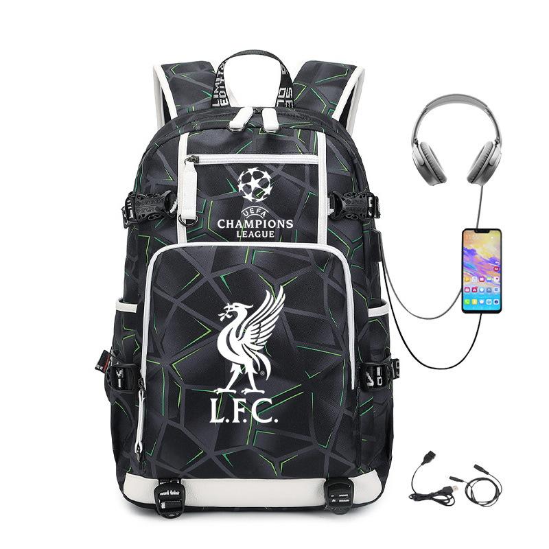 Football Printed Student Backpack Multifunctional Usb Interface Large Capacity Leisure Travel Backpack