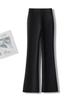 Women's Black Slim-Fit High-Waist Micro Flare Pants - Versatile Petite Spring/Autumn 2026 Style