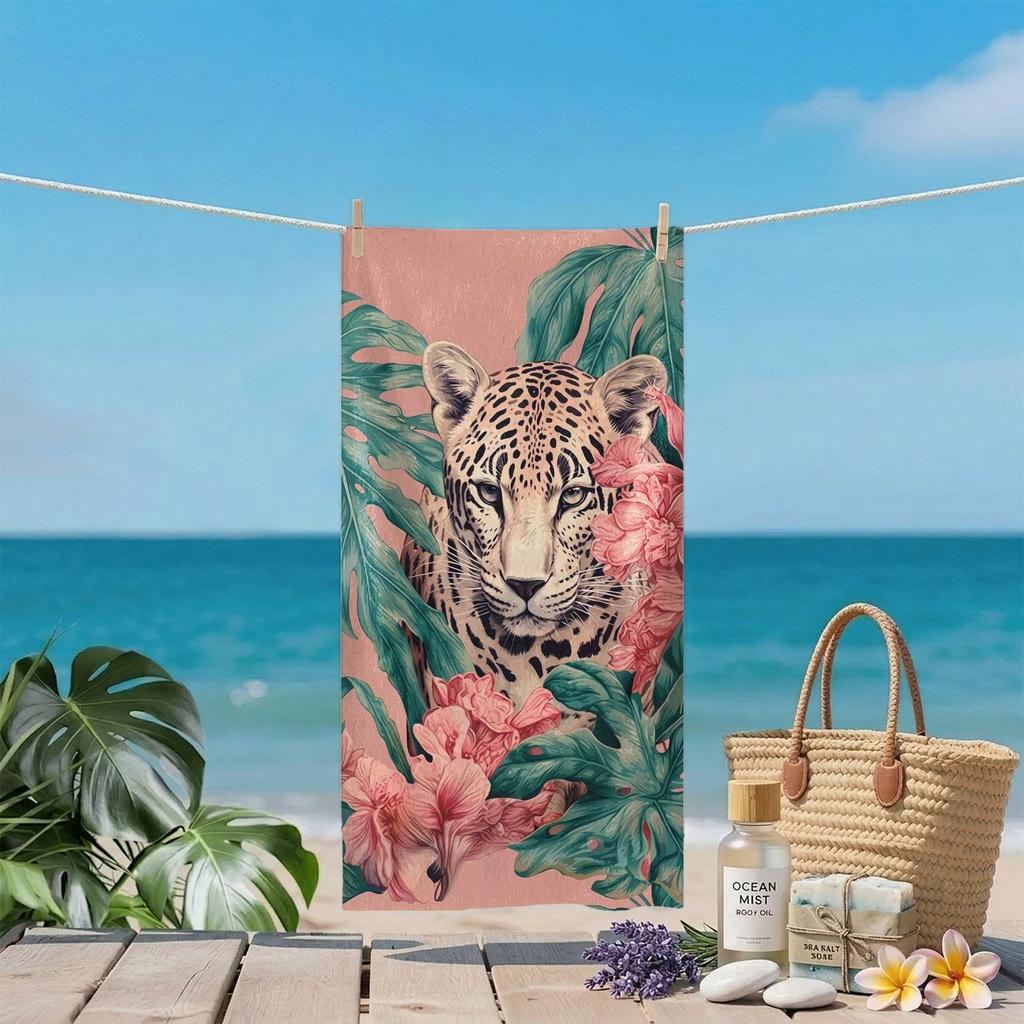 Leopard Jungle Microfiber Beach Towel 2D Flat Printed Sandproof Waterproof Bath Towel Large Pool Blanket Summer Vacation