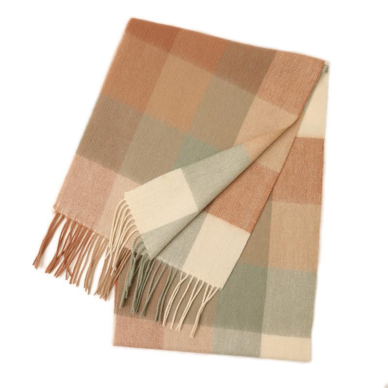 Hong Rong Unisex Wool Plaid Scarf - Warm for Autumn/Winter