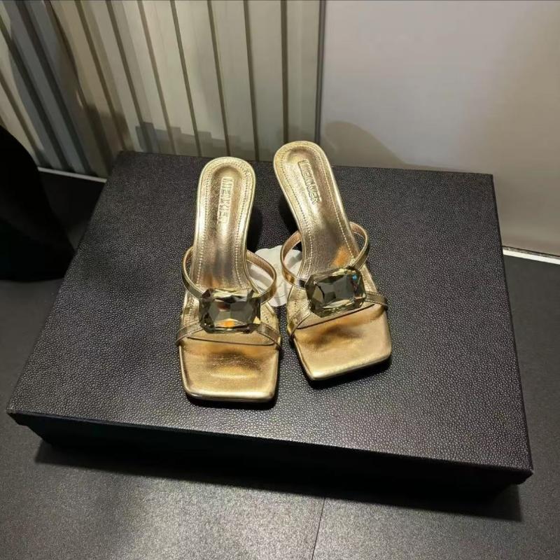 Fashion New Summer Crystal Woman Slippers High Heels Fashion Pumps  Elegant Women Sandals Designer 2025 Trend Luxury Mujer Zapatos
