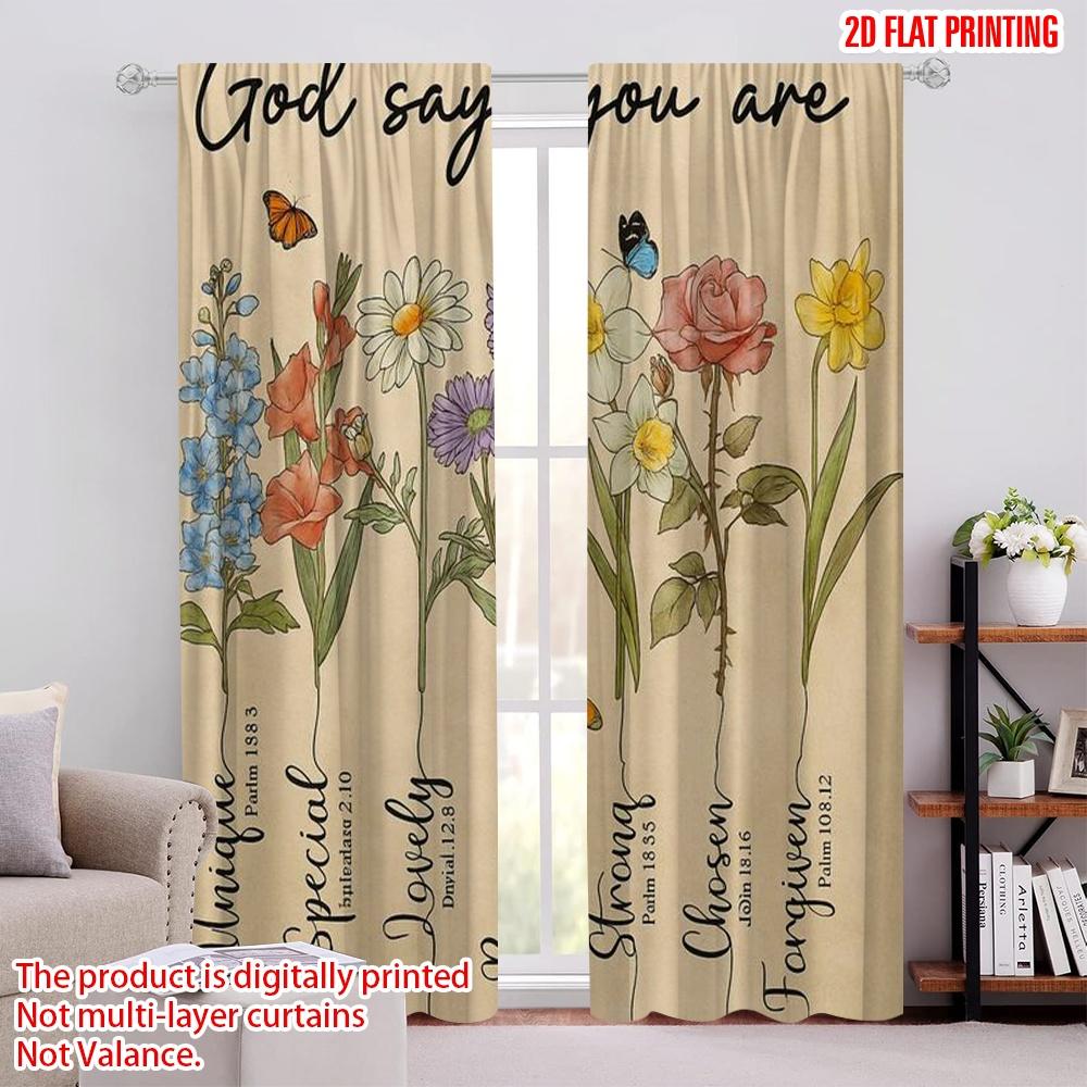 

2 шт., 2D плоскостная печать Шторы и оконное убранство Цветочные аффирмации Полиэстер тканый (без удилища) Декор для дома для гостиной, 52.50 × 116.00 cm 2 pcs
