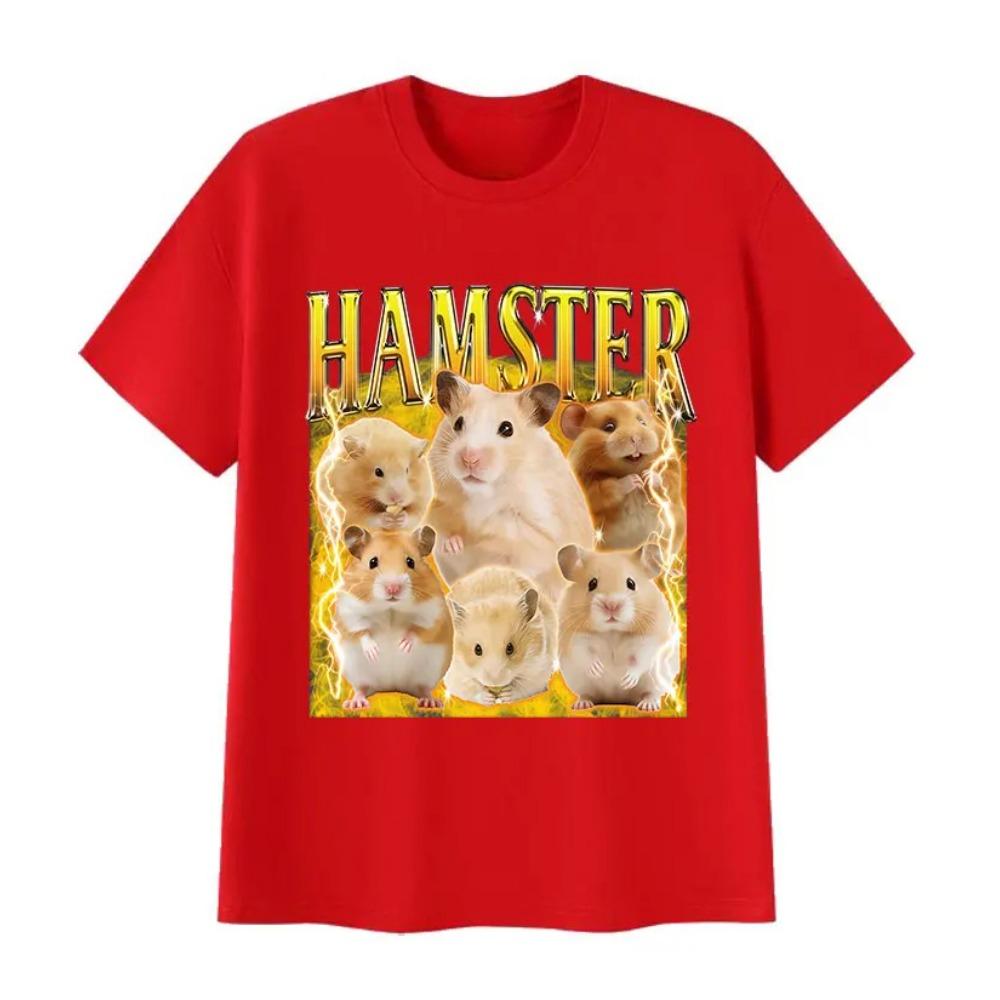 Funny Hamster Meme Graphic T Shirt Men Women Vintage Harajuku T-shirts Casual High Quality Oversized Cotton T-shirt Tops