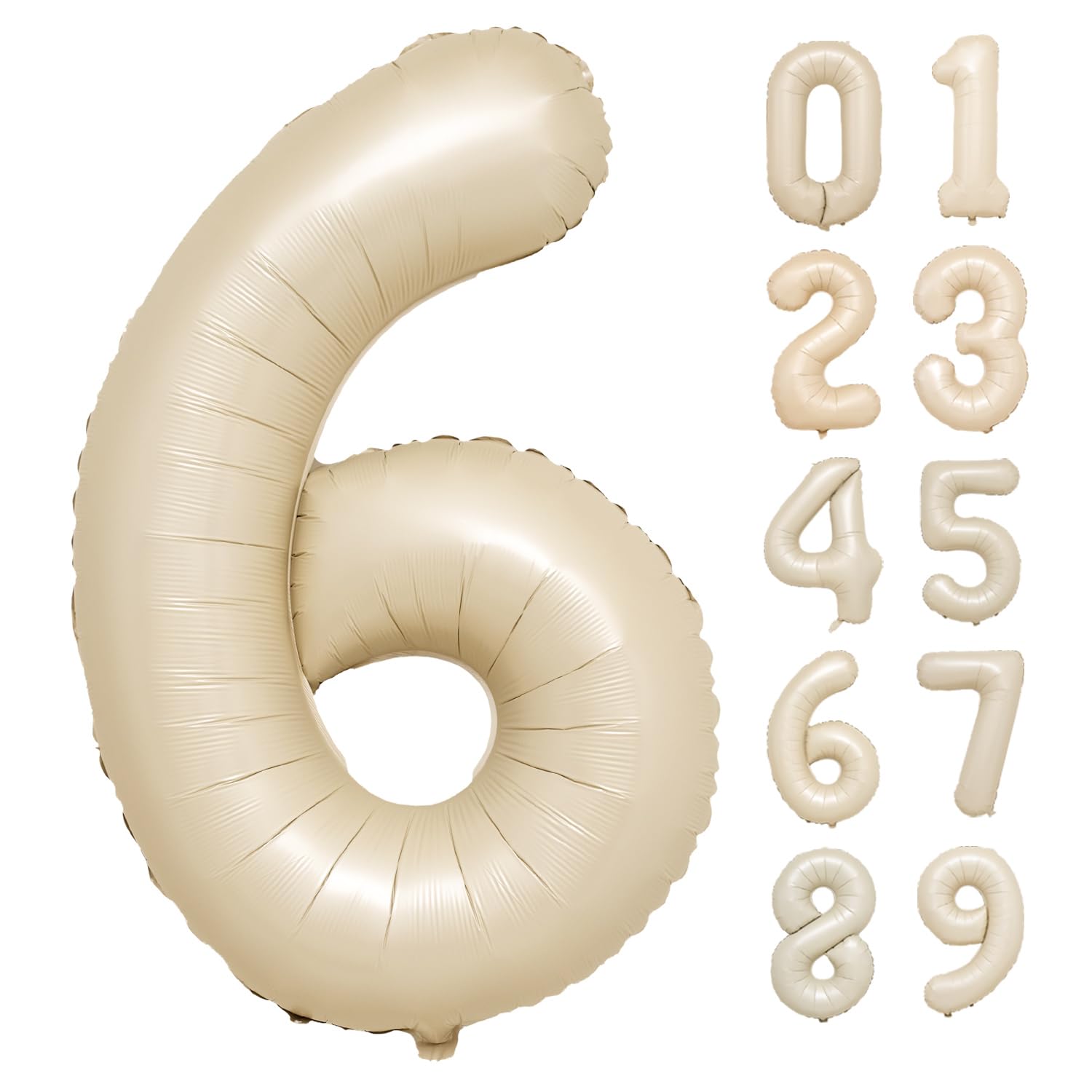 

Quality Rush Number Balloon Large Birthday Decoration 100cm Matte Ivory Number 6