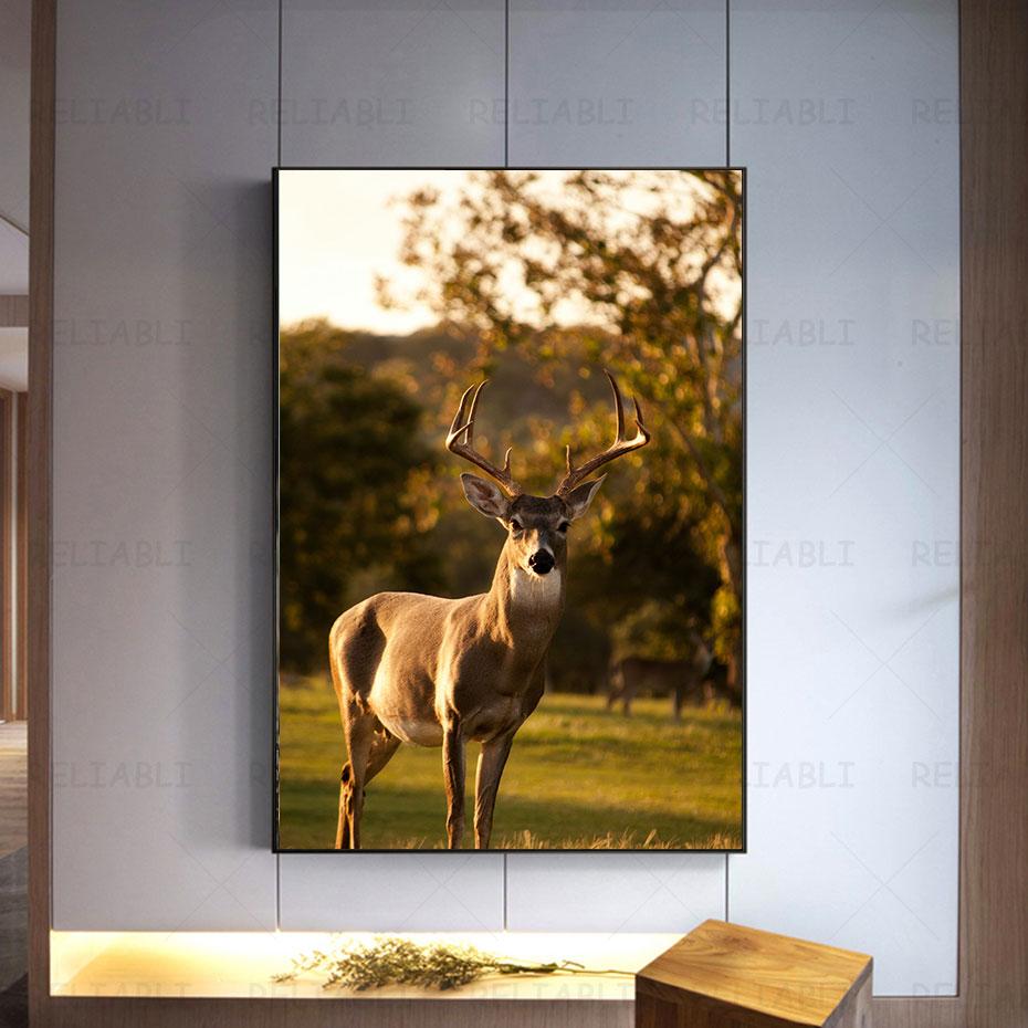 

Олень в лесу, холст, картина, настенная живопись с изображением животных, постеры и принты для декора гостиной, крыльца, украшения дома, Куадрос 21x30cm No Frame