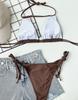 Kvinners ensfarge Sexy Split Badedrakt Side Tie Bikini Sett