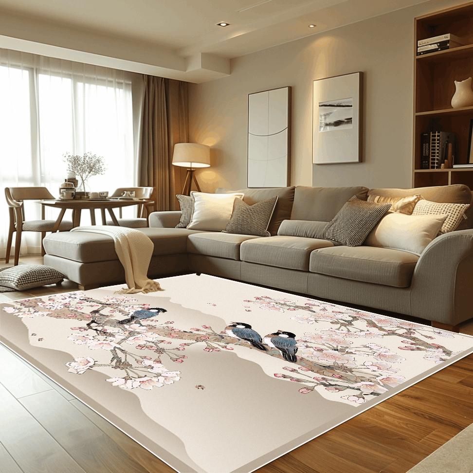 Chinese Style Flower Carpets for Living Room Retro Decoration Carpet Home Hall Sofa Area Floor Mat Bedroom Hallway Large Rugs