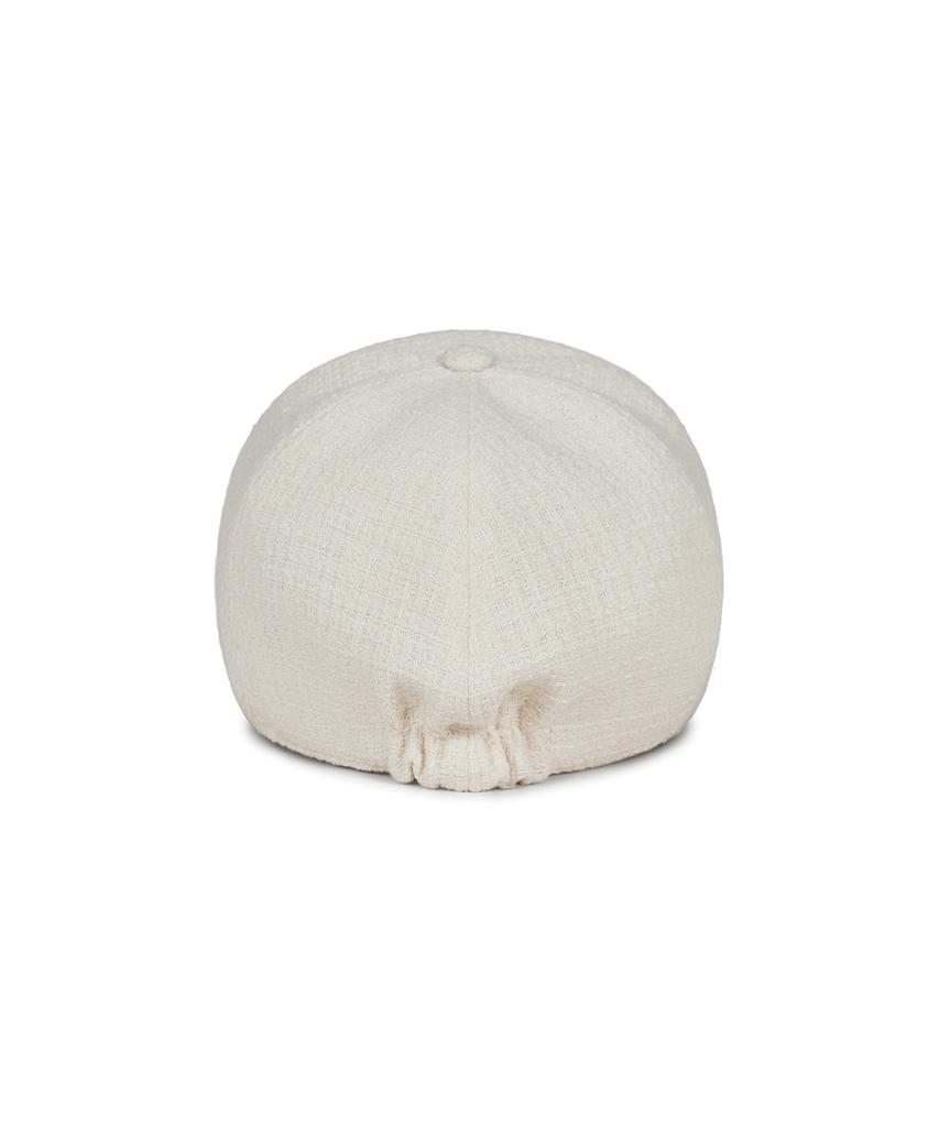 Bajal Va Curved Studded Tweed Ball Cap White