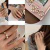 Stylish Korean Ddp Geometric Pearl Ring With Adjustable Elastic Band For Women