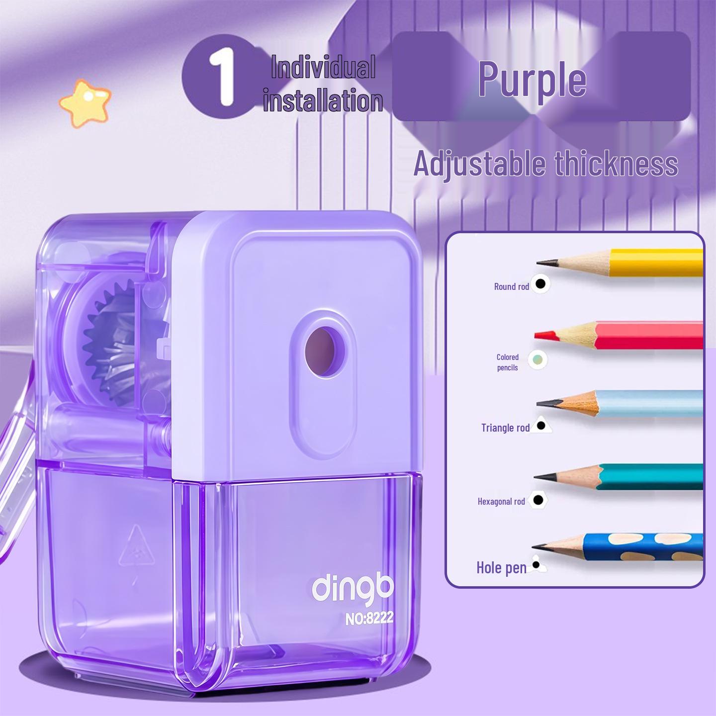 Dingbang 8222 Adjustable Two-Speed Anti-Jam Pencil Sharpener for Students