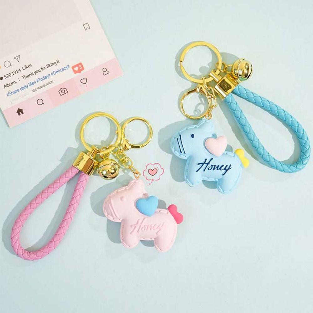 Small Bell Horse Pendant Heart New Year Keychain Fashion Bag Pendant Ornaments  Bag Decor