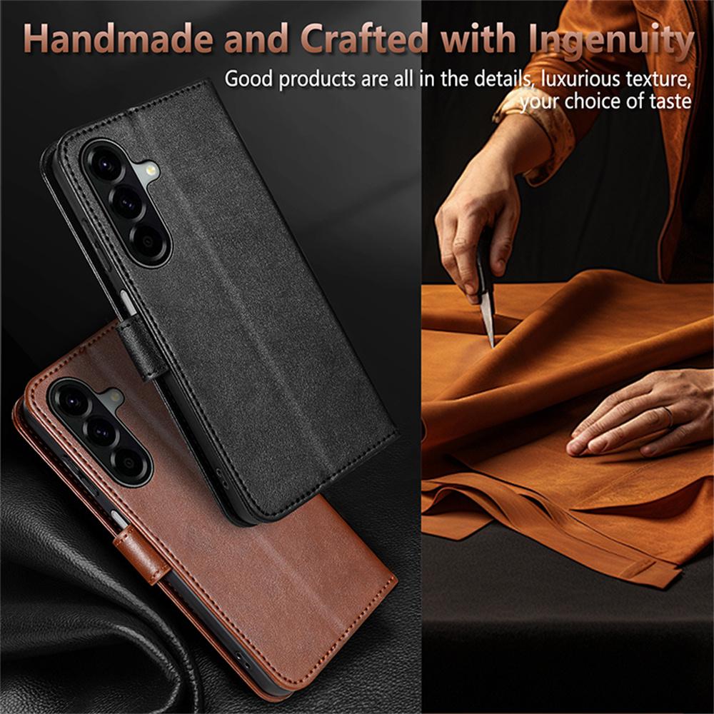 AZNS For Samsung Galaxy S25 FE Case Anti-Scratch PU Leather Stand Wallet Phone Cover