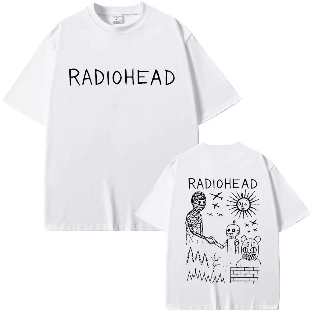 Rock Band Radiohead 2026 Tour Tshirt Men Women Fashion Cartoon Streetwear Male Casual Vintage Pure Cotton T Shirt Fans Gift