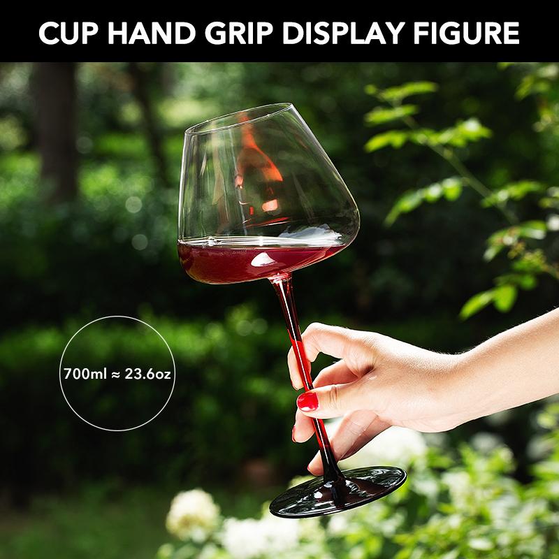 2PCS Red Pulled Stem Crystal Wine Goblet Handmade Personality Red Wine Glass Tasting Cup Home Bar Wedding Party Using
