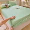 Solid Color Washed Cotton Fitted Sheet with Non-Slip Feature and Pillowcase