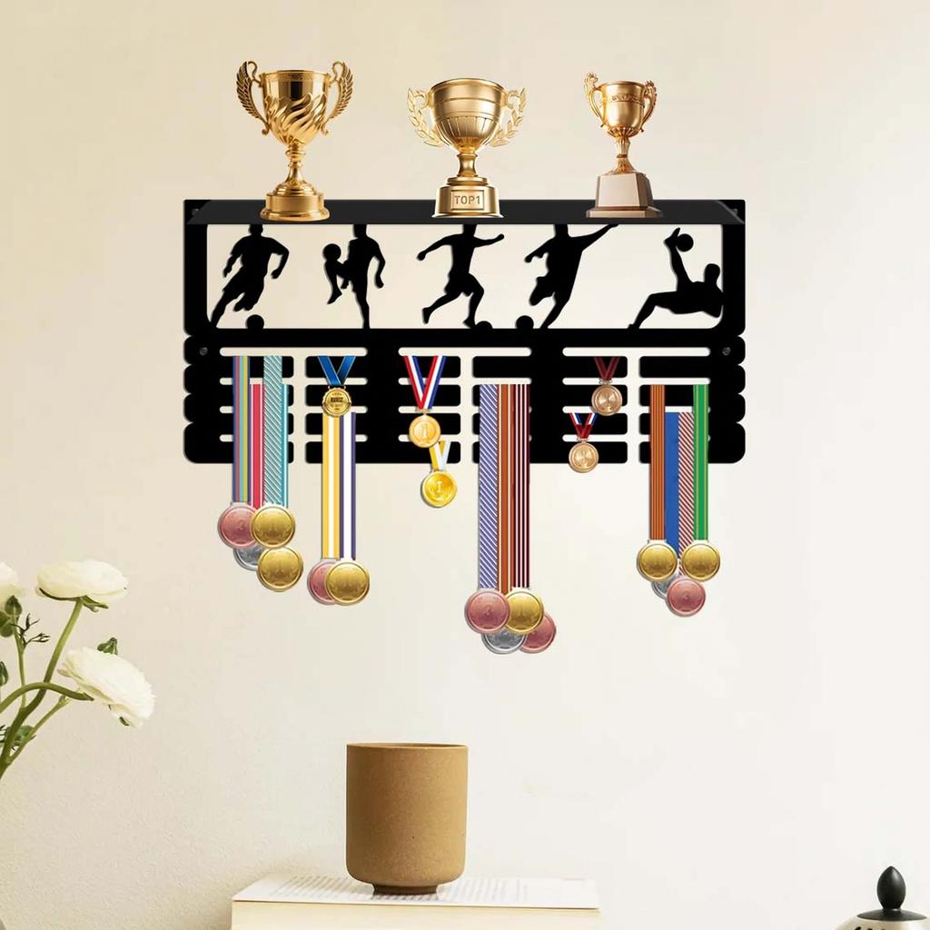 Wall Mounted Display Rack with Hooks for Awards and Certificates JH26120
