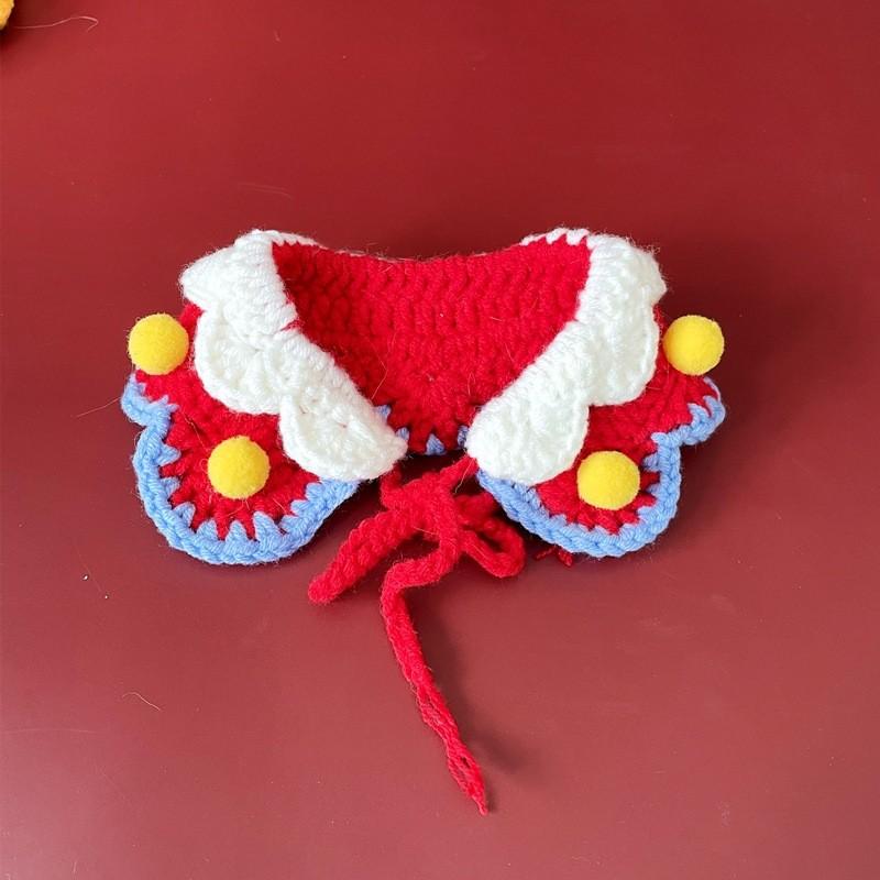 Dog Cat Collar Christmas Pet Knitted Scarf Necklace Bib Party Dress Up Gift