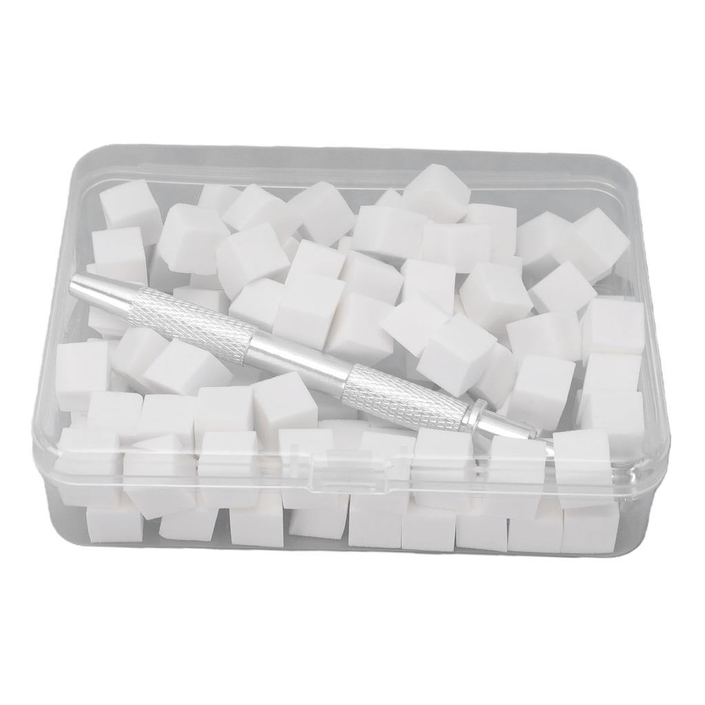 100pcs Nail Art Sponges with Gripper Pen Storage Box DIY Nail Art Sponge Tools Set