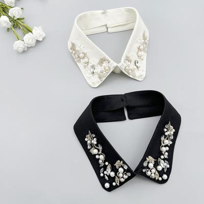 Fashion And Popular Embroidery Heavy Craftsmanship Beading Black And White Small Single Item Fake Collar
