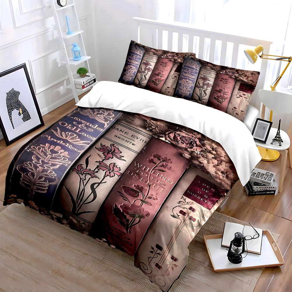 Books and Floral Designs. Bedding Sets Duvet Cover Sets Duvet Covers Pillowcases(1 * Duvet Cover 2 * Pillowcases Without Duvet Insert)