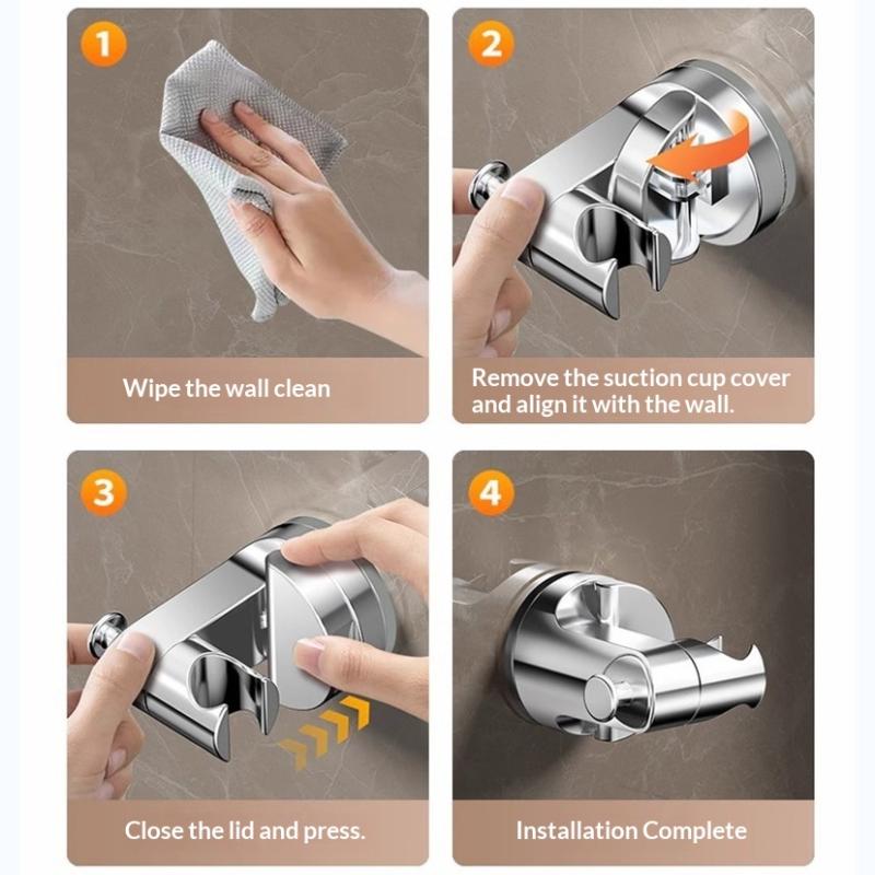 No Drill Suction Cup Shower Head Holder Adjustable Wall Mounted Shower Bracket Universal Bathroom Shower Base Accessories