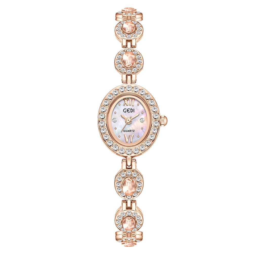 Medieval Style Bracelet Watch, Light Luxury Oval Rhinestone Quartz Watch, Women S Small And Exquisite Literary Watch