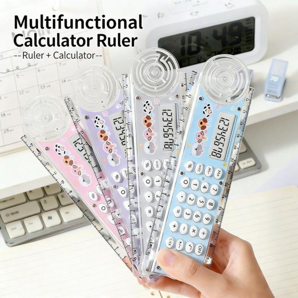 30 Cm Measurement Cartoon Cutter Measurer 8 Digit Calculation Clear Scientific Calculator Multi-function Ruler