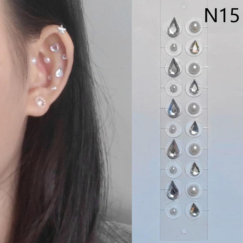 20 Patches Heart Butterfly Bow Rhinestone Ear Point Stickers Ear Pressure Stick Acupuncture Magnetic Beads Auricular Ear Sticker