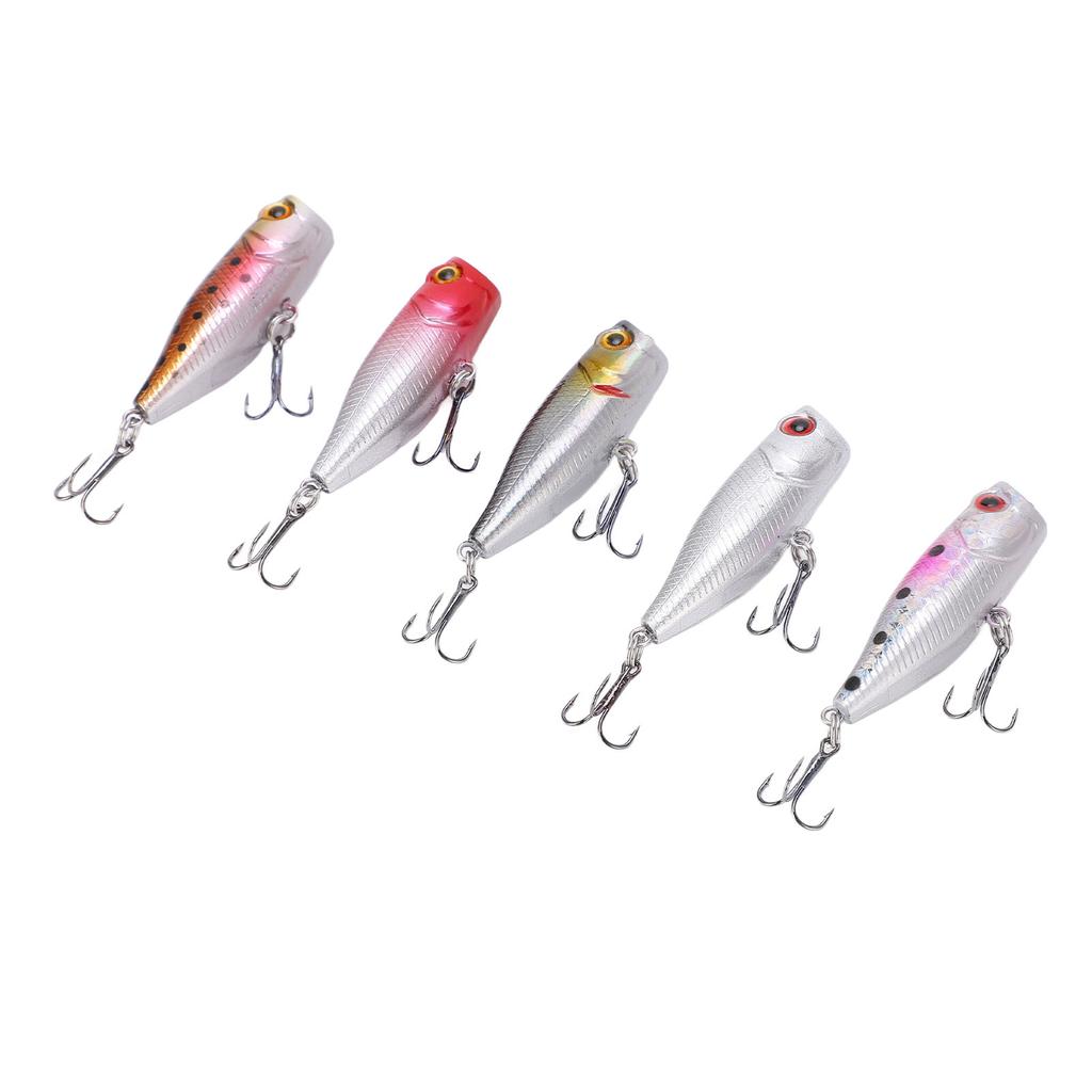 5pcs 4.5cm 3.5g Fishing Lures Bass Hard Baits Topwater Poppers Lures 3D Eyes Lifelike Swimbaits for