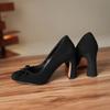 Krazing Pot Suede Microfiber Round Toe Size 41 Chunky High Heels Slip on Leopard Sexy Casual Autumn Pumps