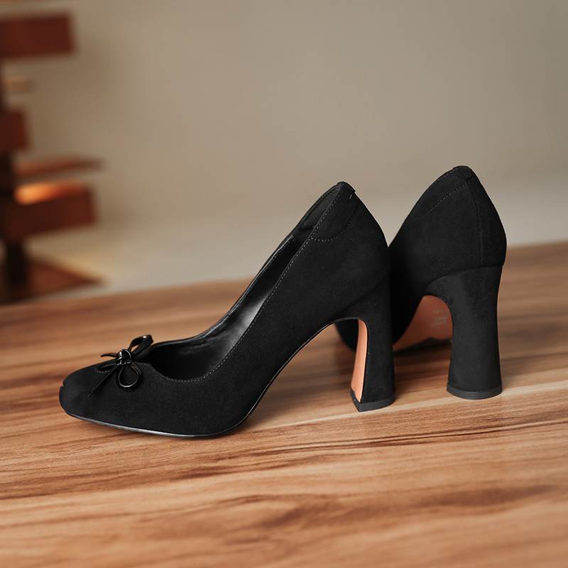Krazing Pot Suede Microfiber Round Toe Size 41 Chunky High Heels Slip on Leopard Sexy Casual Autumn Pumps
