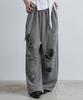 Aejeuyua Sweatpants mit Gürtel und Used-Look Dunkelgrau