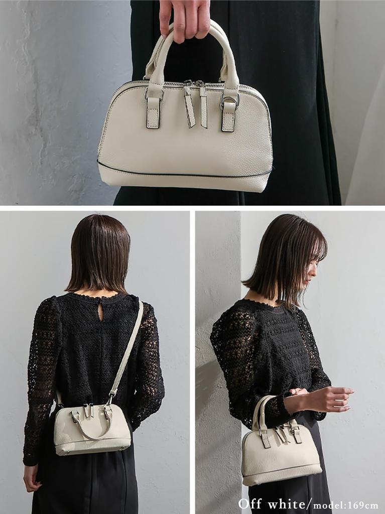 VITAFELICE Dames Ronde Rits 2-Weg Mini Handtas (sib-20069n) (Gebroken wit)