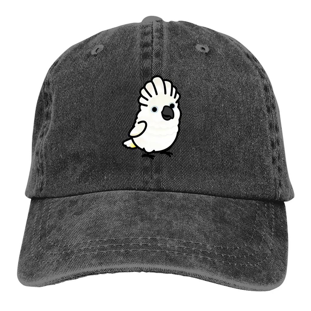 Washed Men's Baseball Cap Chubby Umbrella Cockatoo Trucker Snapback Caps Dad Hat Parrot Birds Pet Golf Hats