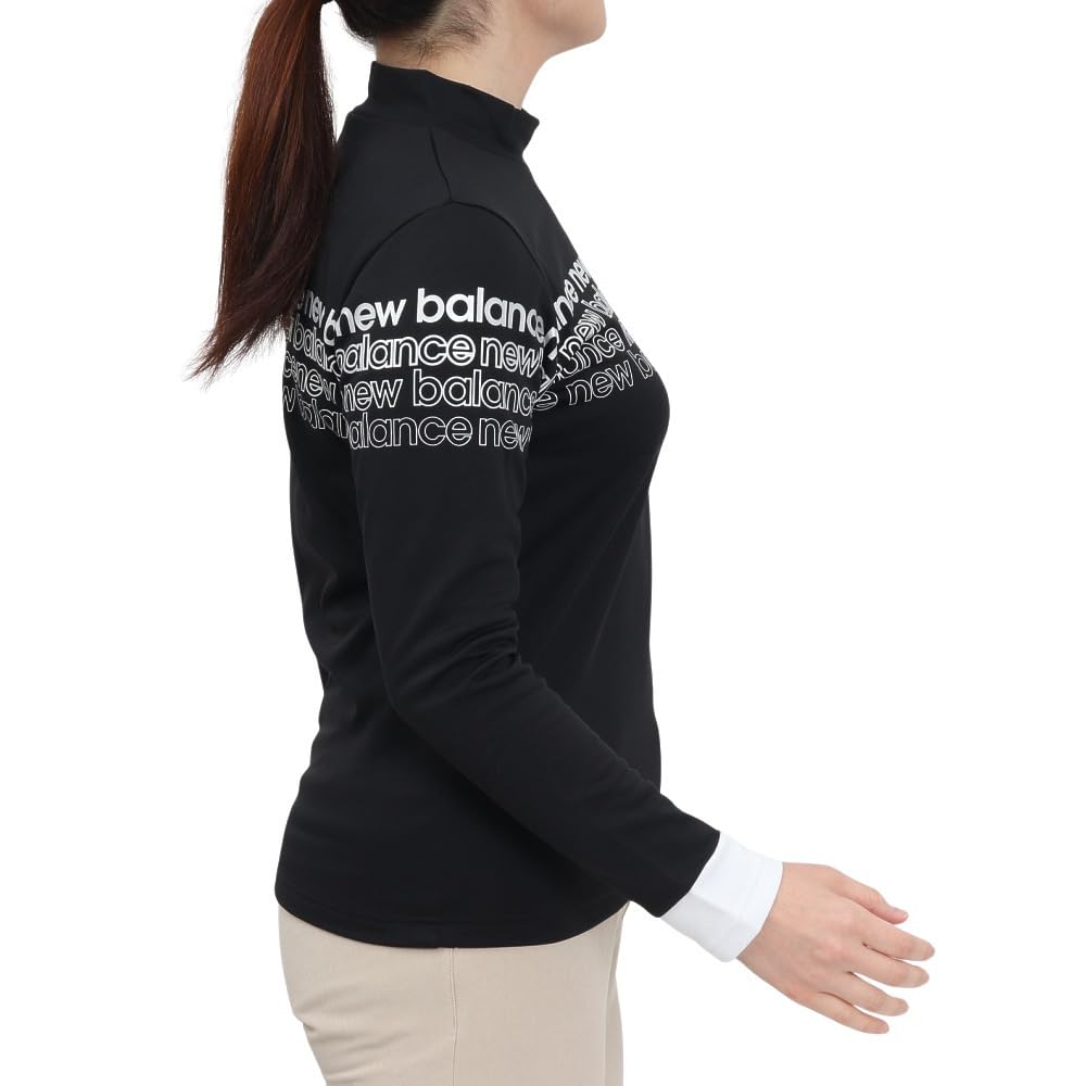 New Balance Long Sleeve Mock Neck Golf Shirt Size 2 Black Women's (Stretchable, Light-Absorbing, Heat-Generating) - (L) - (012-4267504)