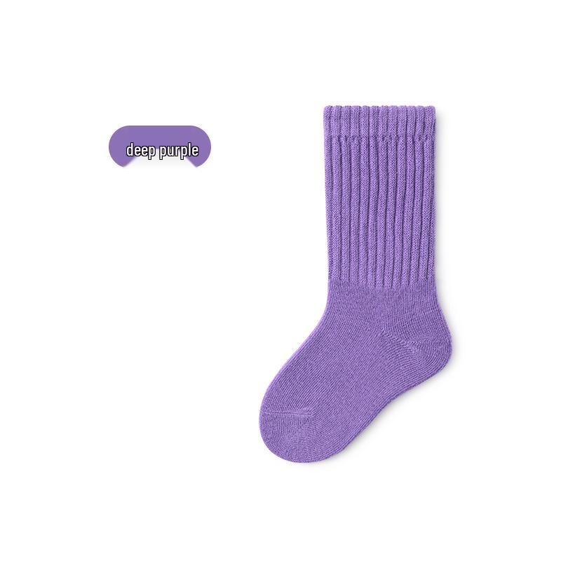 Children's Mid-Calf Cotton Socks for Boys and Girls - Spring/Autumn Style, Loose-Top Princess Design, Infant & Student Sports Socks.