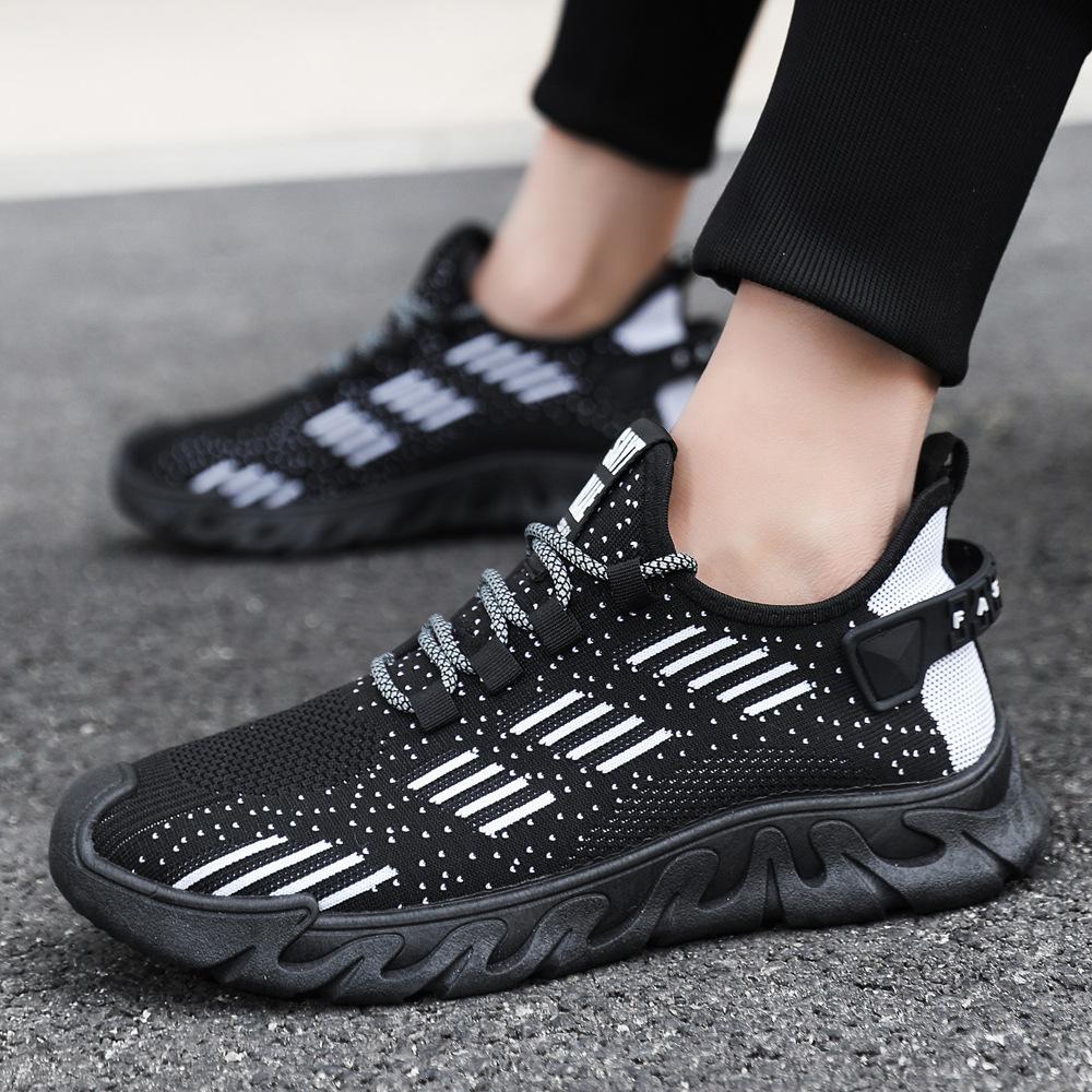 Men's Shoes Summer New Fly-woven Running Sports Trendy Shoes Youth Low-top Mesh Men's Shoes Fashion Lace-up Casual Shoes