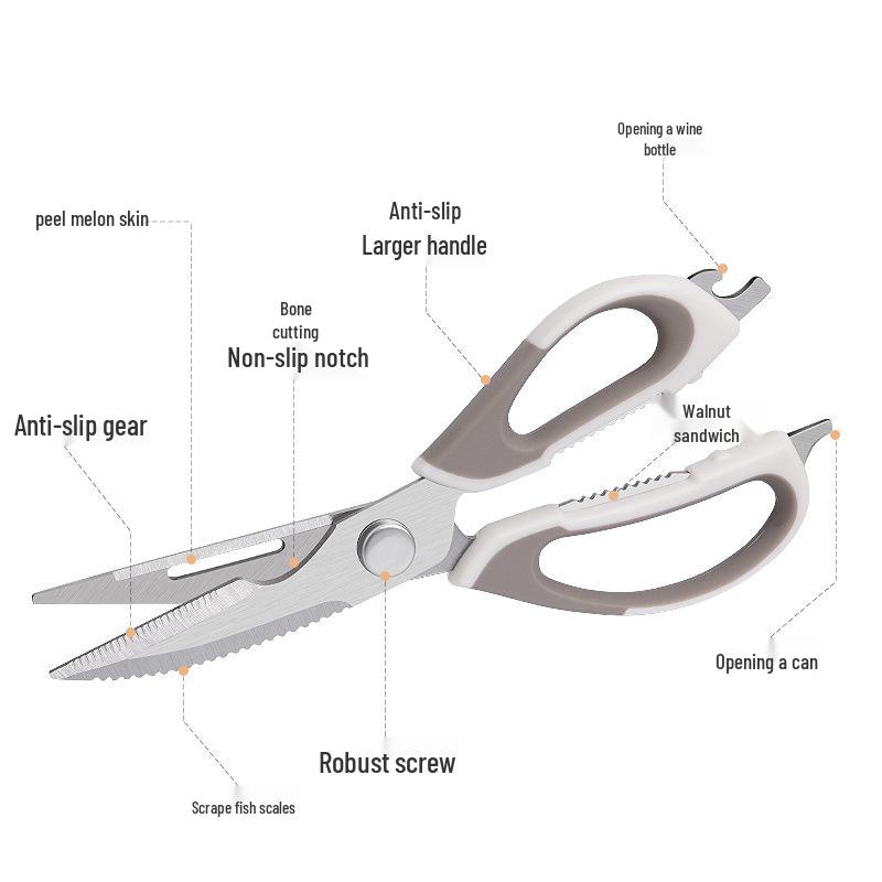 Multi-Functional Detachable Stainless Steel Kitchen Scissors for Cutting Bones & Fish