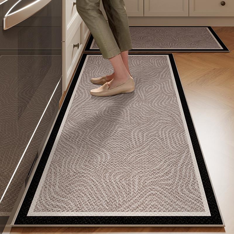 Mat For Kitchen Runner Rug Set Water-Absorbing Non-Slip Floor Mats Long Carpet Brown Imitation Linen Home Decoration Rugs