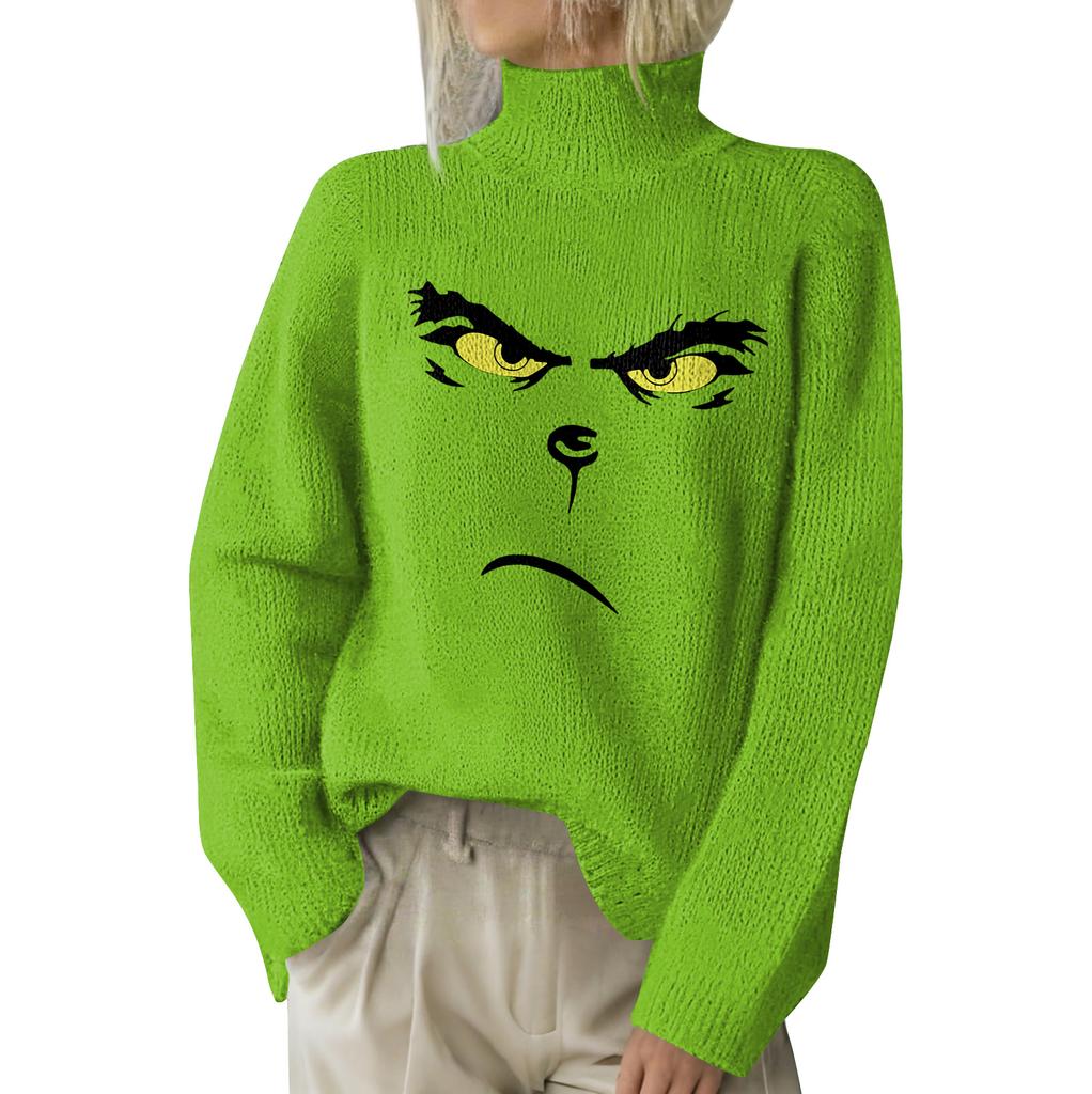 Julegensere for kvinner Strikkegenser Søt skjorte Høst Turtleneck Pullover Topper