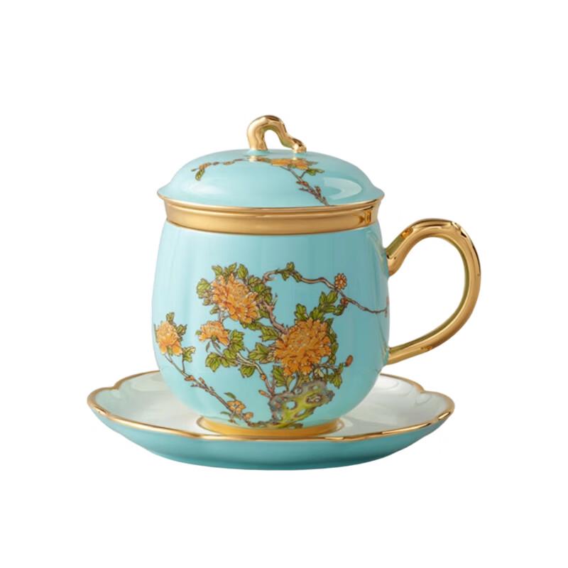 Auratic Madam Porcelain West Lake Blue Lidded Cup Set