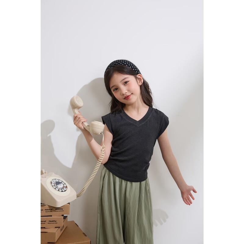 Girls' Slim Fit V-neck Flutter Sleeve T-shirt