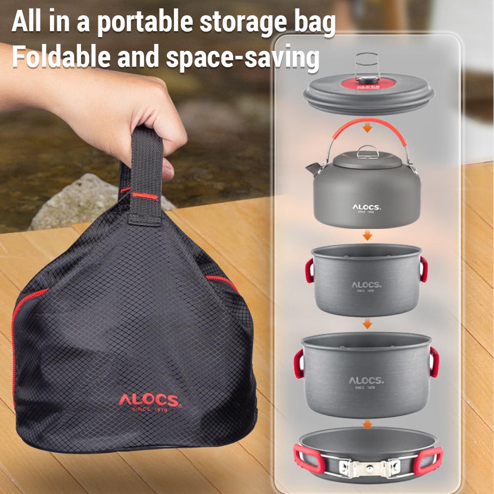 Camping Cookware Kit Outdoor Frying Pan Pot Kettle Set for Outdoor Camping Backpacking